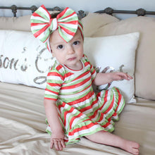 Load image into Gallery viewer, Christmas Stripes Big Bow Headband