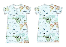 Load image into Gallery viewer, World Map Short Sleeve Women's nightgown