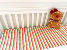 Load image into Gallery viewer, Christmas Stripes Crib Sheet