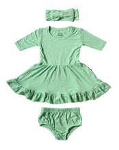 Load image into Gallery viewer, Grassy Green Girls Dress with bottoms
