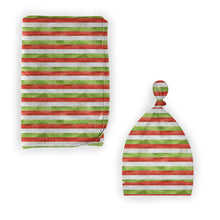 Load image into Gallery viewer, Christmas Stripes Swaddle with Hat