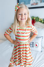 Load image into Gallery viewer, Christmas Stripes Girls Dress with bottoms