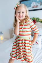 Load image into Gallery viewer, Christmas Stripes Girls Dress with bottoms