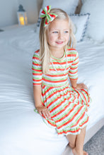 Load image into Gallery viewer, Christmas Stripes Girls Dress with bottoms