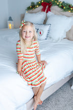 Load image into Gallery viewer, Christmas Stripes Girls Dress with bottoms