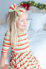 Load image into Gallery viewer, Christmas Stripes Bamboo Alligator Clip Bows