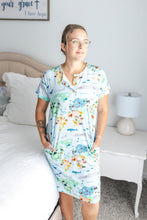 Load image into Gallery viewer, World Map Short Sleeve Women's nightgown