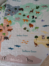 Load image into Gallery viewer, World Map Adult Quilted Blanket