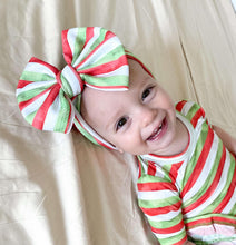 Load image into Gallery viewer, Christmas Stripes Big Bow Headband