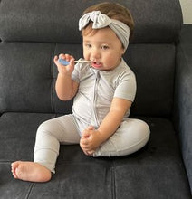 Load image into Gallery viewer, Goodnight Graphite Short Sleeve Romper