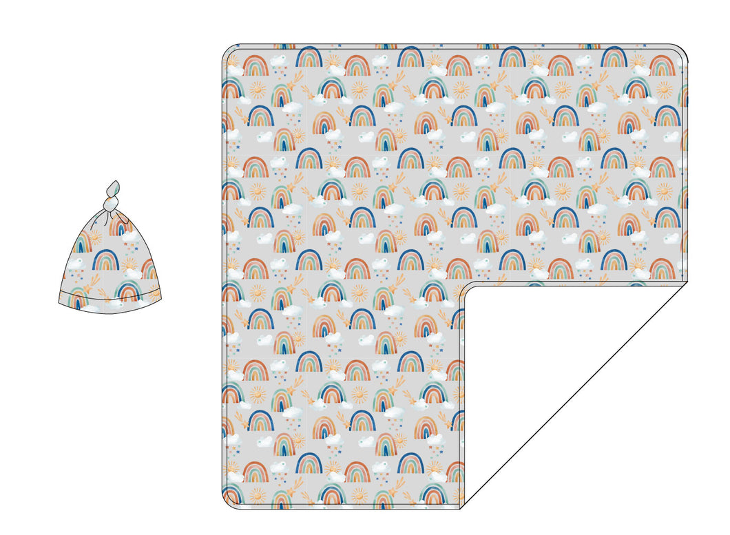 Rainbow Road Swaddle with Hat