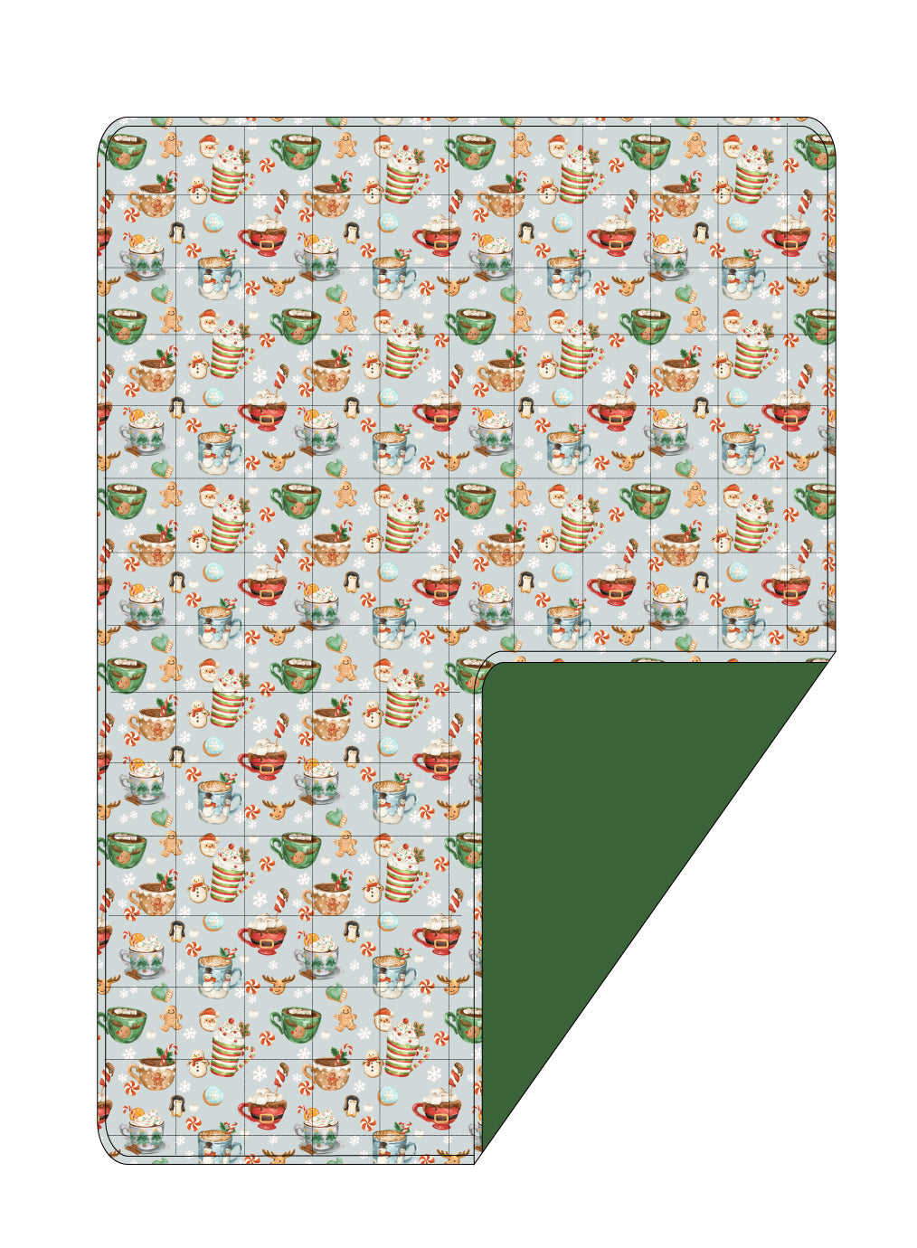 Grey Cocoa Cups Quilted Blanket