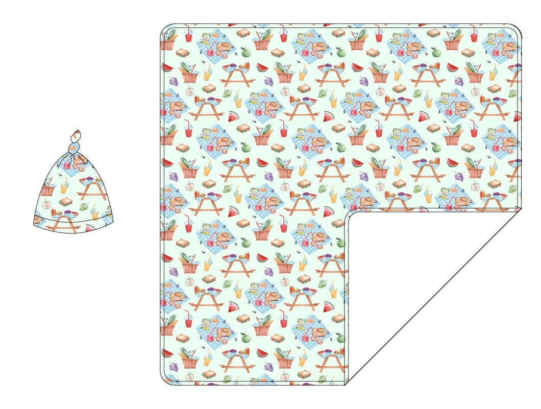 Picnic Party Swaddle with Hat