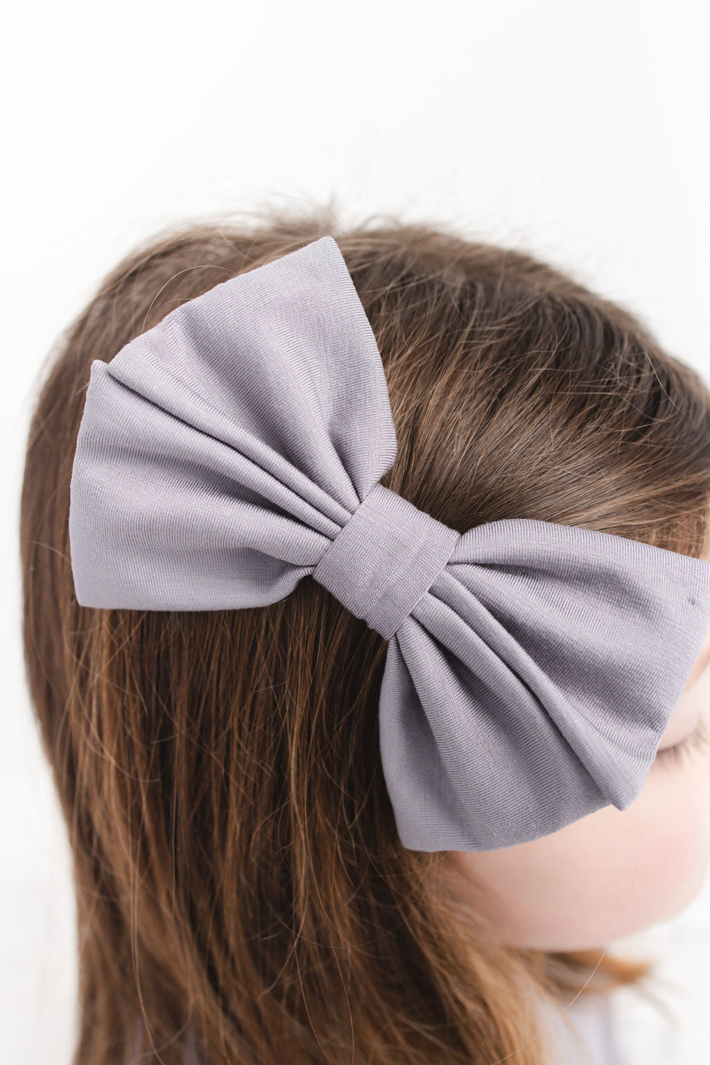 Groovy Grey Bamboo Alligator Clip Bows