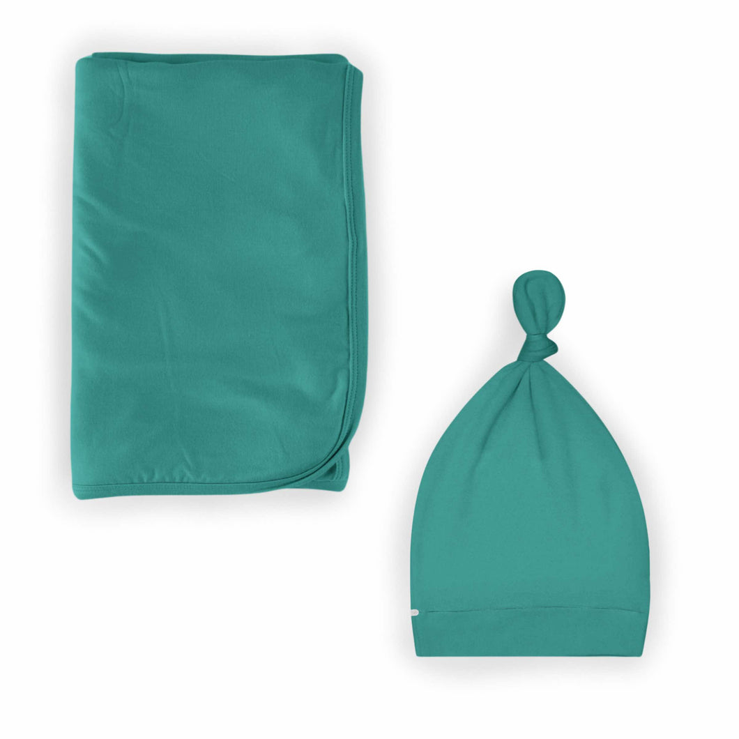Tidal Teal Swaddle with Hat