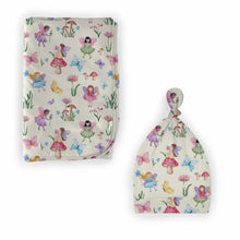 Load image into Gallery viewer, Fluttering Fairies Swaddle with Hat
