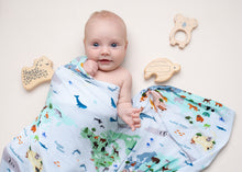 Load image into Gallery viewer, World Map Swaddle with Hat
