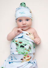 Load image into Gallery viewer, World Map Swaddle with Hat
