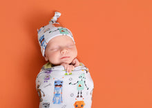 Load image into Gallery viewer, Zoomie Zots Swaddle with Hat
