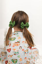 Load image into Gallery viewer, Green Grey Cocoa Cups Bamboo Alligator Clip Bows

