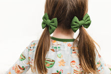 Load image into Gallery viewer, Green Grey Cocoa Cups Bamboo Alligator Clip Bows
