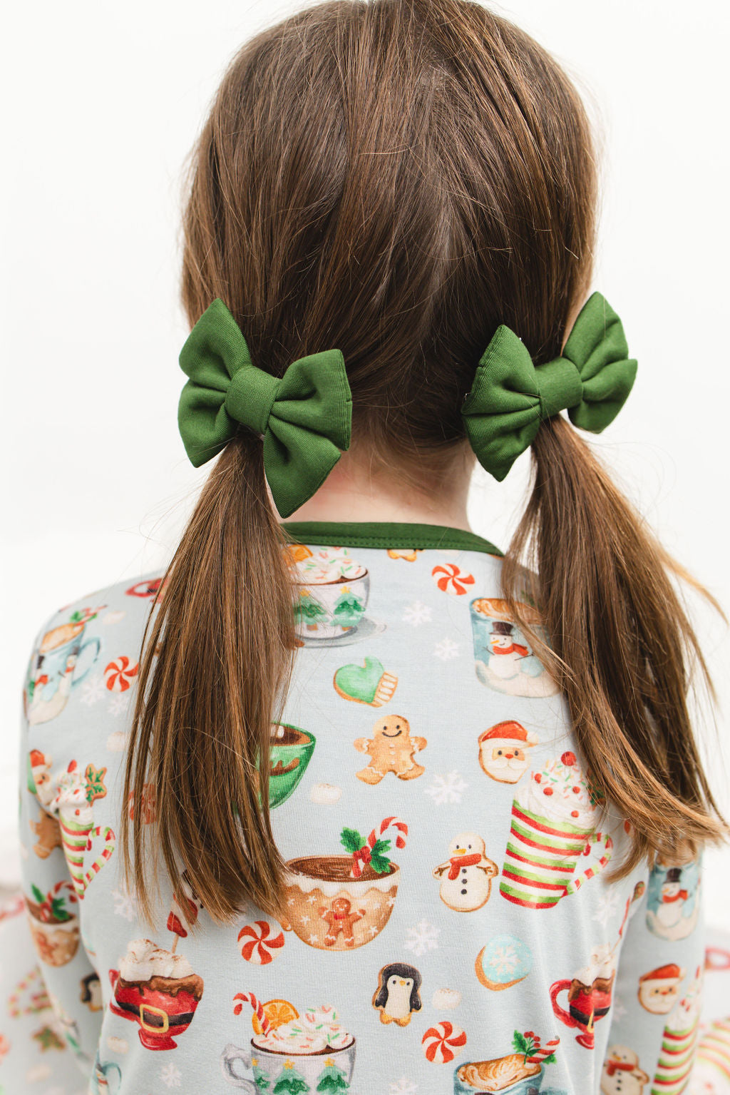 Green Grey Cocoa Cups Bamboo Alligator Clip Bows