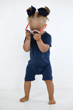 Load image into Gallery viewer, Brielle Blue Shorts Romper
