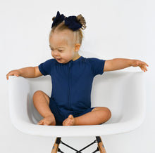 Load image into Gallery viewer, Brielle Blue Shorts Romper
