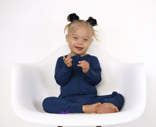 Load image into Gallery viewer, Brielle Blue Adaptive Long Sleeve Romper
