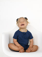 Load image into Gallery viewer, Brielle Blue Shorts Romper
