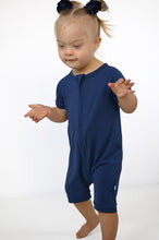 Load image into Gallery viewer, Brielle Blue Shorts Romper
