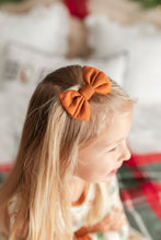 Load image into Gallery viewer, Brown Cream Cocoa Cups Bamboo Alligator Clip Bows
