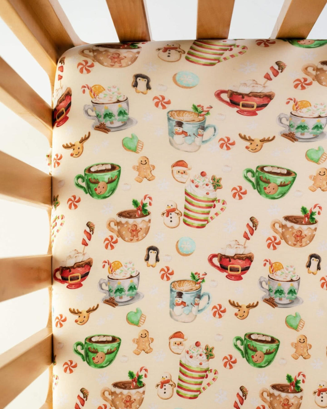 Cream Cocoa Cups Crib Sheet